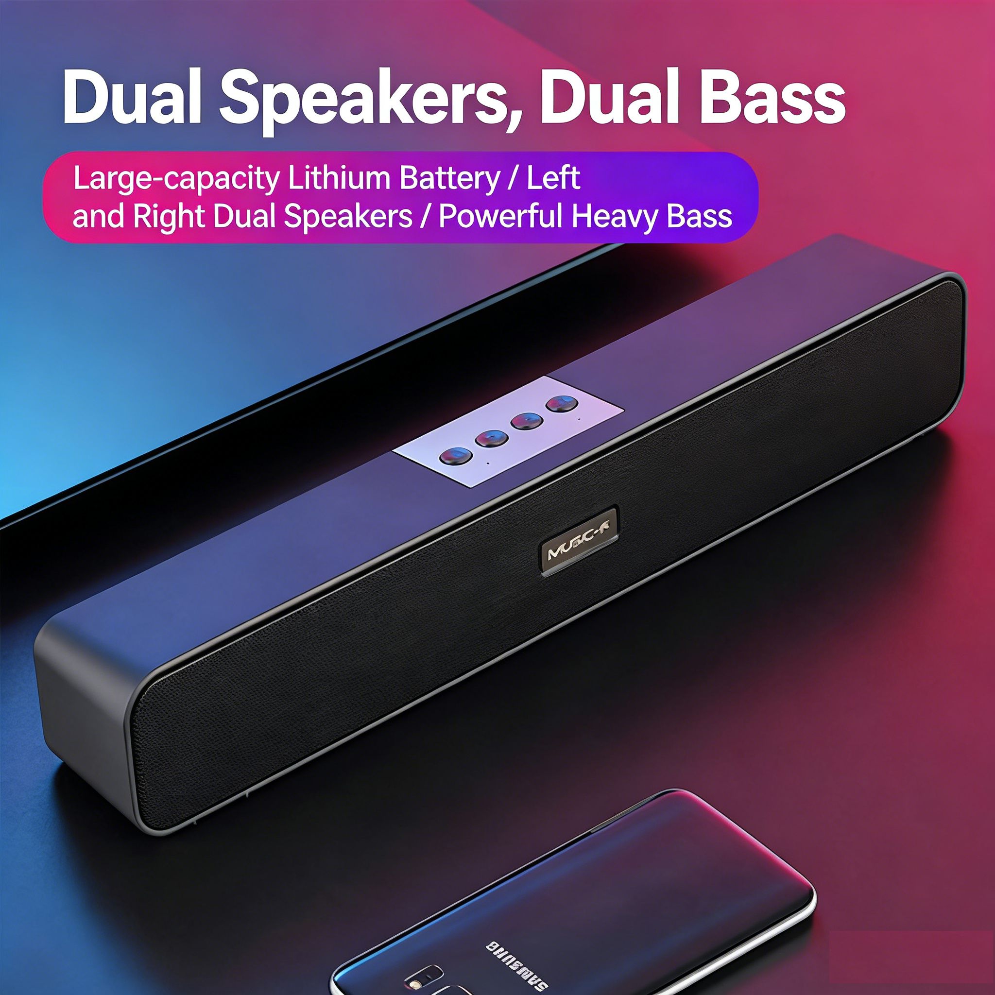 【Promotion】Smartrahalife Wireless Bluetooth Speaker – Home Theater Soundbar with Subwoofer for TV & PC, 4D Surround Sound, TF Card Slot, Portable, Long-Lasting Battery, Great Value Sound System