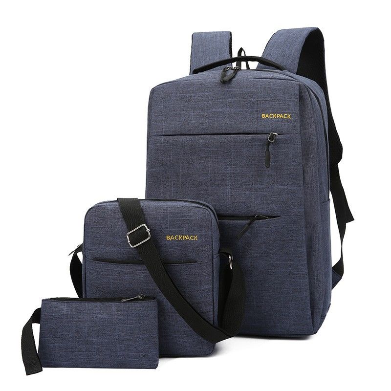 Smartrahalife 3-Piece Laptop Backpack Set, USB Charging Anti-Theft Travel Bags for Men Women, Lightweight Nylon School Bookbags Medium Size for College Business