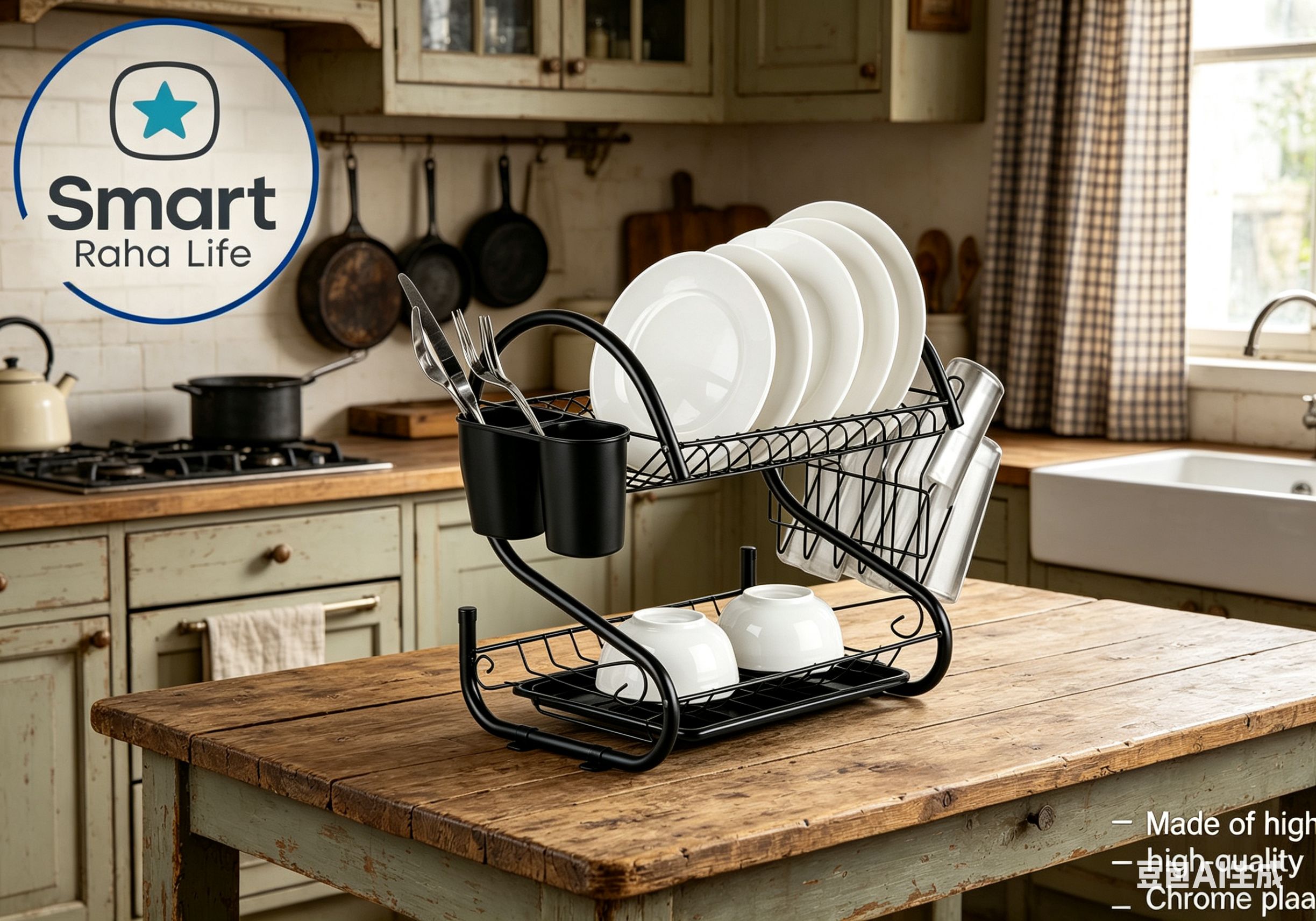 【Promotion 】Smartrahalife 16 Inch Multi-Layer Dish Drain Rack Stainless Steel Utensil & Kitchen Tools Storage Organizer Drying Rack for Sink Counter | Space Saving & Rust-Resistant