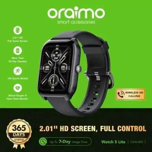 Oraimo smart watch 5lite Monitor your health Water and dust proof Make and recieve calls