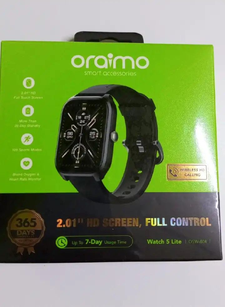 Oraimo smart watch 5lite Monitor your health Water and dust proof Make and recieve calls