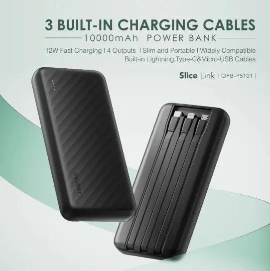 SPECIAL DEALS!!  Oraimo OPB-P5101 10000mAh Powerbank Fast Charging 2 Outputs with Built-in Charging Cable Power Banks