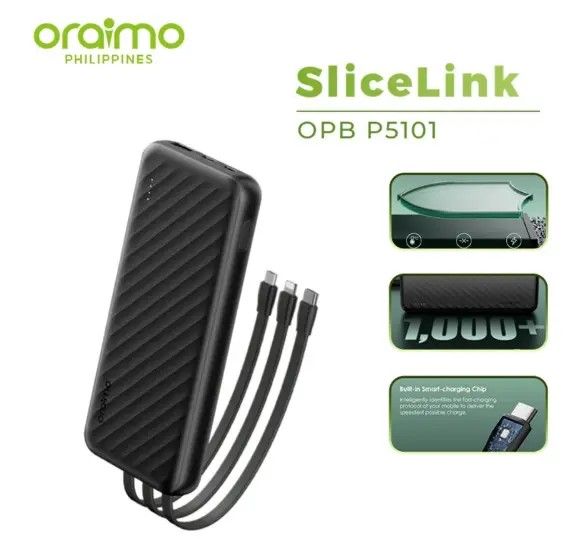 SPECIAL DEALS!!  Oraimo OPB-P5101 10000mAh Powerbank Fast Charging 2 Outputs with Built-in Charging Cable Power Banks
