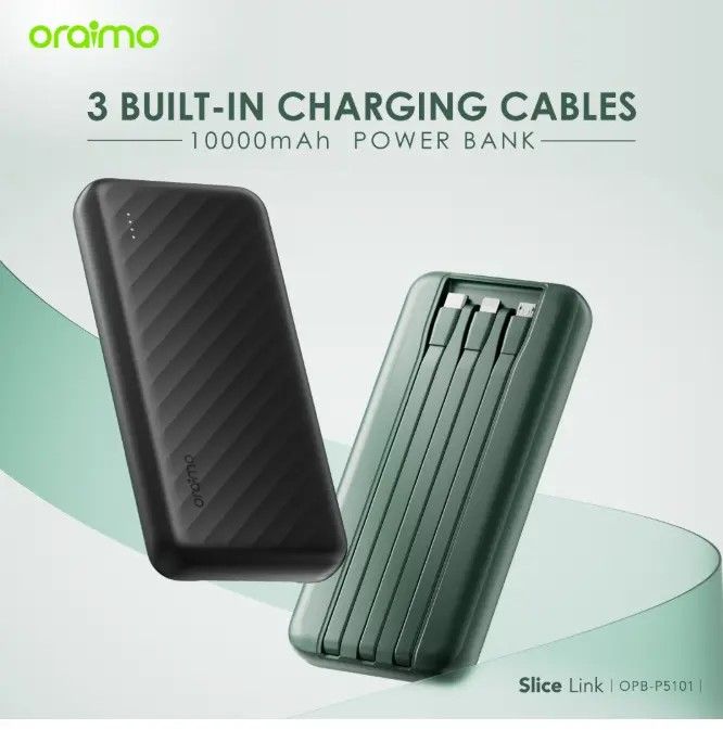 SPECIAL DEALS!!  Oraimo OPB-P5101 10000mAh Powerbank Fast Charging 2 Outputs with Built-in Charging Cable Power Banks