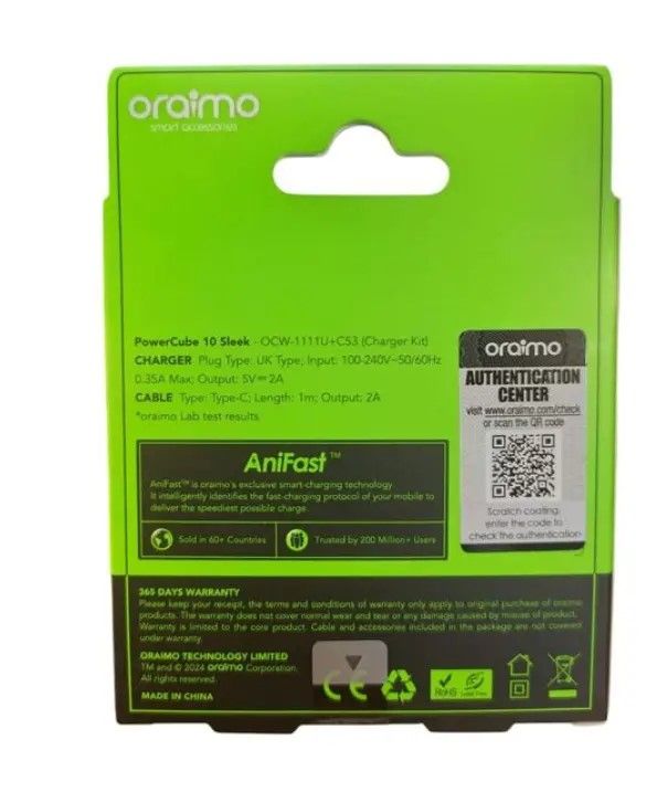ORIGINAL Oraimo Type C Charger Cable Fast Charging data transfer for Android and other devices Oraimo Data Cables charging cables. 1M 2A Fast Charging