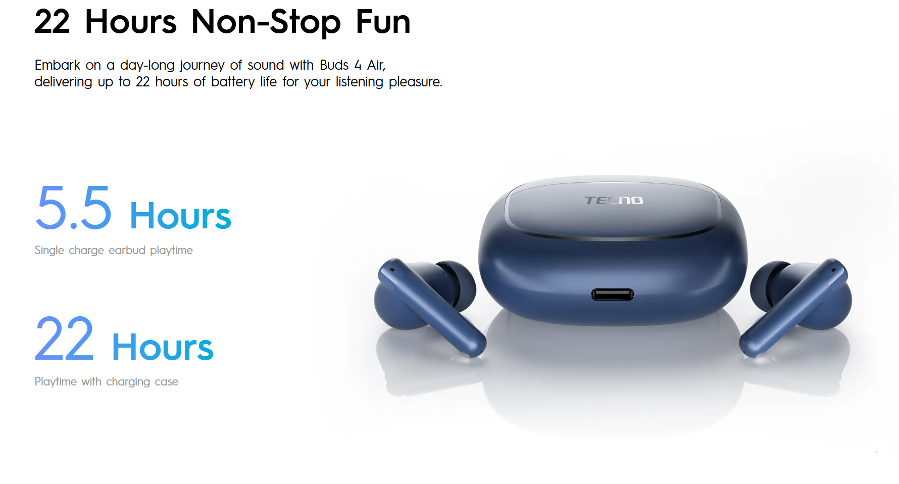 LIMITED TIME DEALS!! Tecno Buds 4 BD04 – True Wireless Stereo Earbuds with Long Battery Life & Crisp Sound Bluetooth Earphones