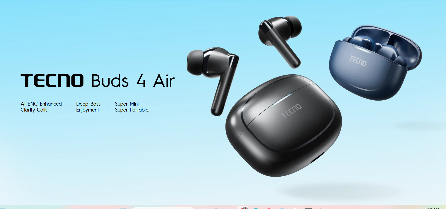 LIMITED TIME DEALS!! Tecno Buds 4 BD04 – True Wireless Stereo Earbuds with Long Battery Life & Crisp Sound Bluetooth Earphones