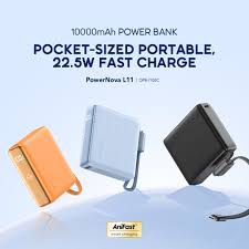 Oraimo Mini Powerbank, OPB-7103C PowerNova L11, 10000 mAH/20000mAh, Pocket Size 22.5W, Fast Charging, Dual Port, Type C Built In Cable Strap