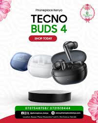 HOT DEALS!!Tecno TWS Buds 4 Noise Cancellation, 37 Hrs Playback, Immersive Sound, IPX5 Earbuds Bluetooth Earphone