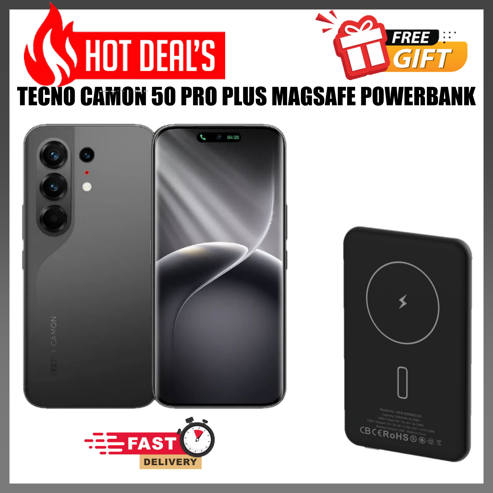 NEW ARRIVAL DEALS!!! Tecno Camon 50 Pro 256GB+16(8+8)GB RAM 6.78" 120Hz Curved AMOLED MTK Helio G\200 Ultimate 45W 6500mAh 50MP Dual Speaker Android16 IP68/IP69 Dust Water Resistance Dual