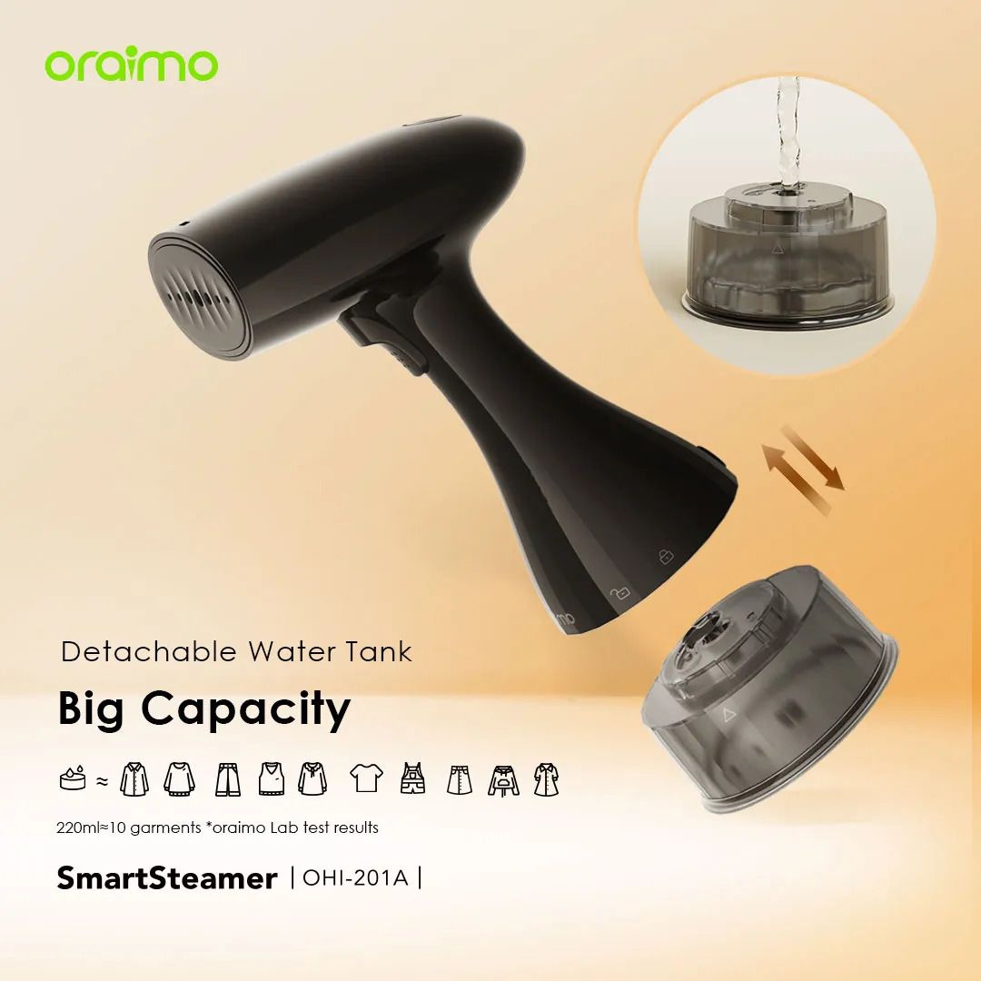 HOT DEALS!!! oraimo SmartSteamer 1500W Handheld Garment Steamer Continuous Steam Output Easy Hanging Ironing Small and Light Detachable Water Tank