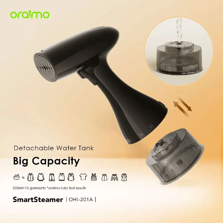 HOT DEALS!!! oraimo SmartSteamer 1500W Handheld Garment Steamer Continuous Steam Output Easy Hanging Ironing Small and Light Detachable Water Tank