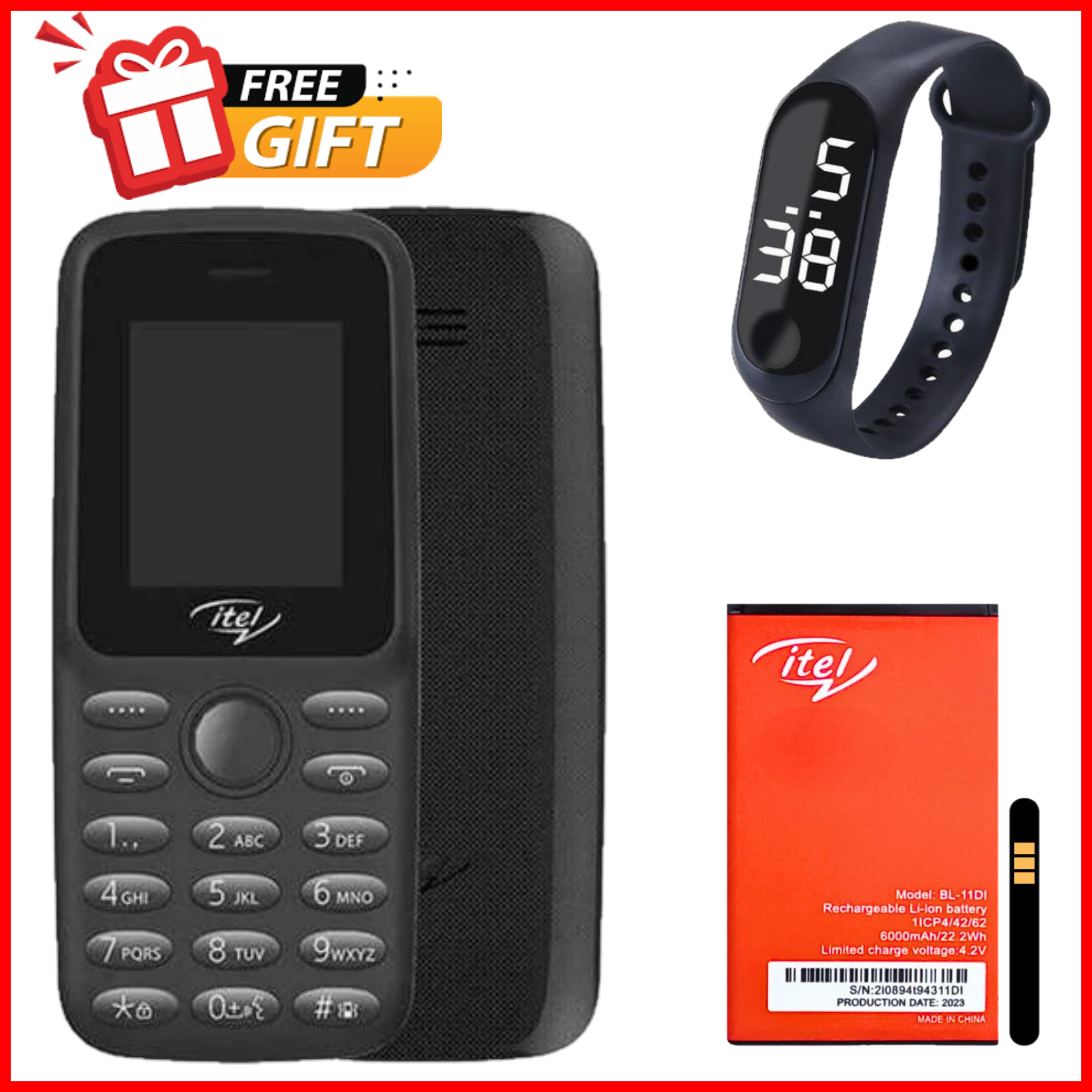 LIMITED DISCOUNT !!!BRAND NEW ITEL 2163 1.8" Display Wireless FM Dual SIM Opera Mini Bright Torch Kabambe Katululu Button Feature Phone King Talker with 2000 Contacts Memory, Long-Lasting Battery,