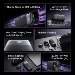 LIMITED OFFER!! ORAIMO POWERNOVA 10000mAh/ 20000mAh/ 30000mah/40000mah/50000mah | 3 Device Charging | Smart Digital Display | 22.5W Two-Way Fast Recharging | USB-A & 2 Type-C  Ports | +FREE  GIFTS