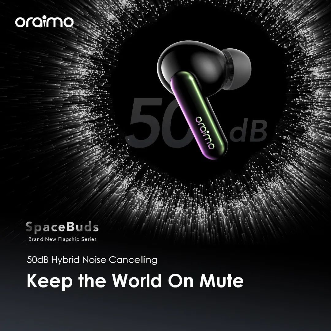 HOT DEALS!! Oraimo SpaceBuds Hybrid ANC True Wireless Earbuds: | 40-Hr Long Playtime | Personalized Lighting Effect | Water Resistant | Hybrid ANC Noise Cancellation | Customized Voice Prompts |