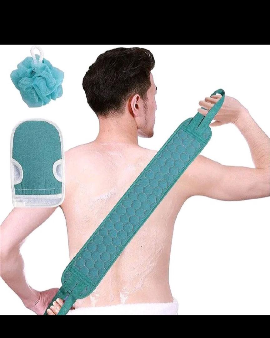3-in-1 Luxury Exfoliating Shower Kit – Back Scrubber, Bath Glove & Soft Body Loofah ✨️