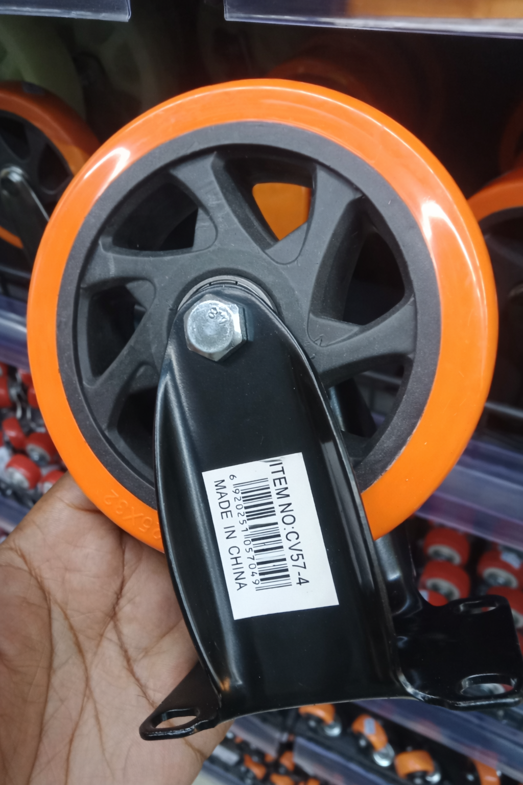 Heavy-Duty PU Swivel Caster Wheel – Orange  (Industrial Grade)