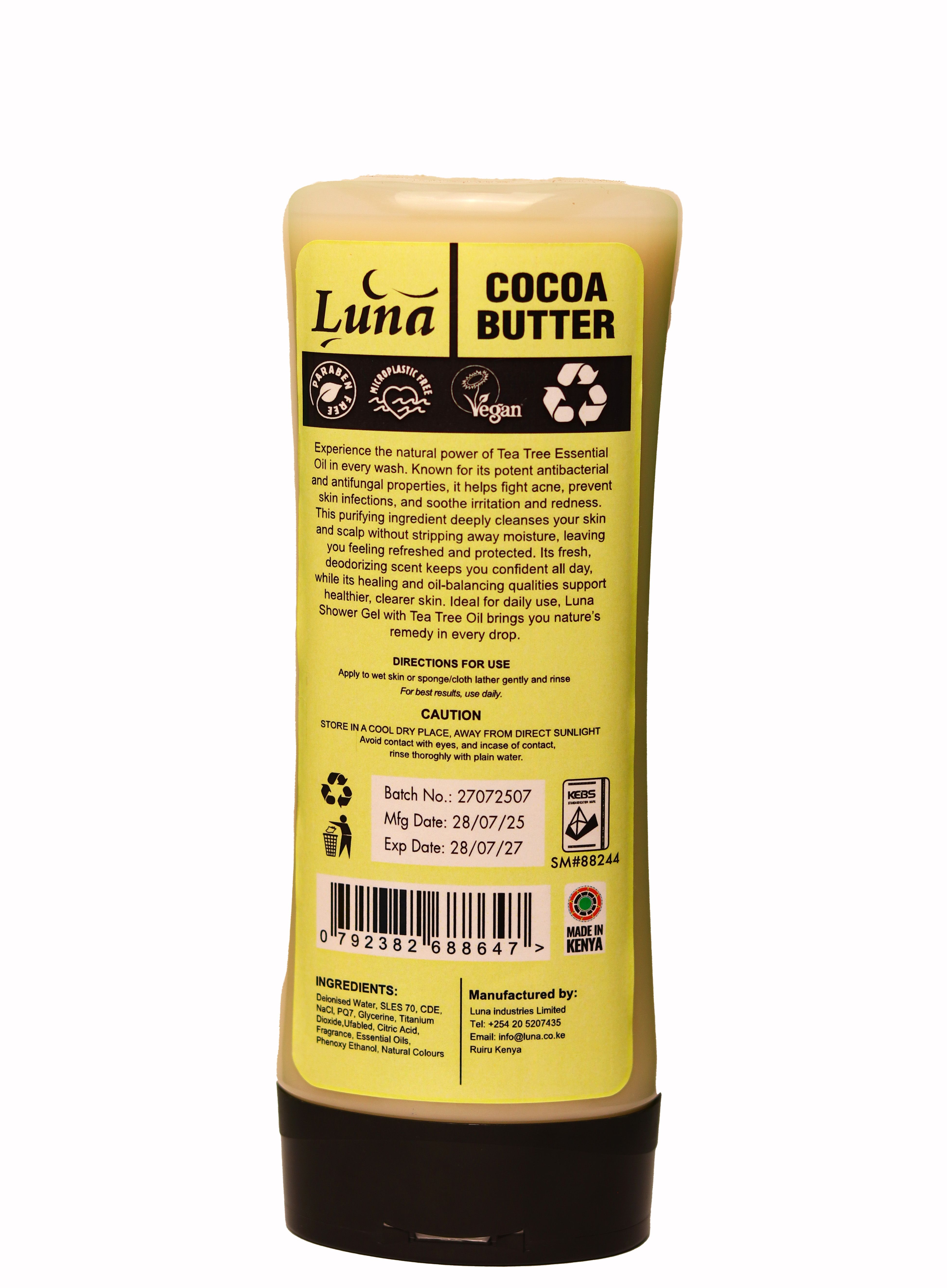 LUNA COCOA BUTTER & TEA TREE SHOWER GEL 800ML