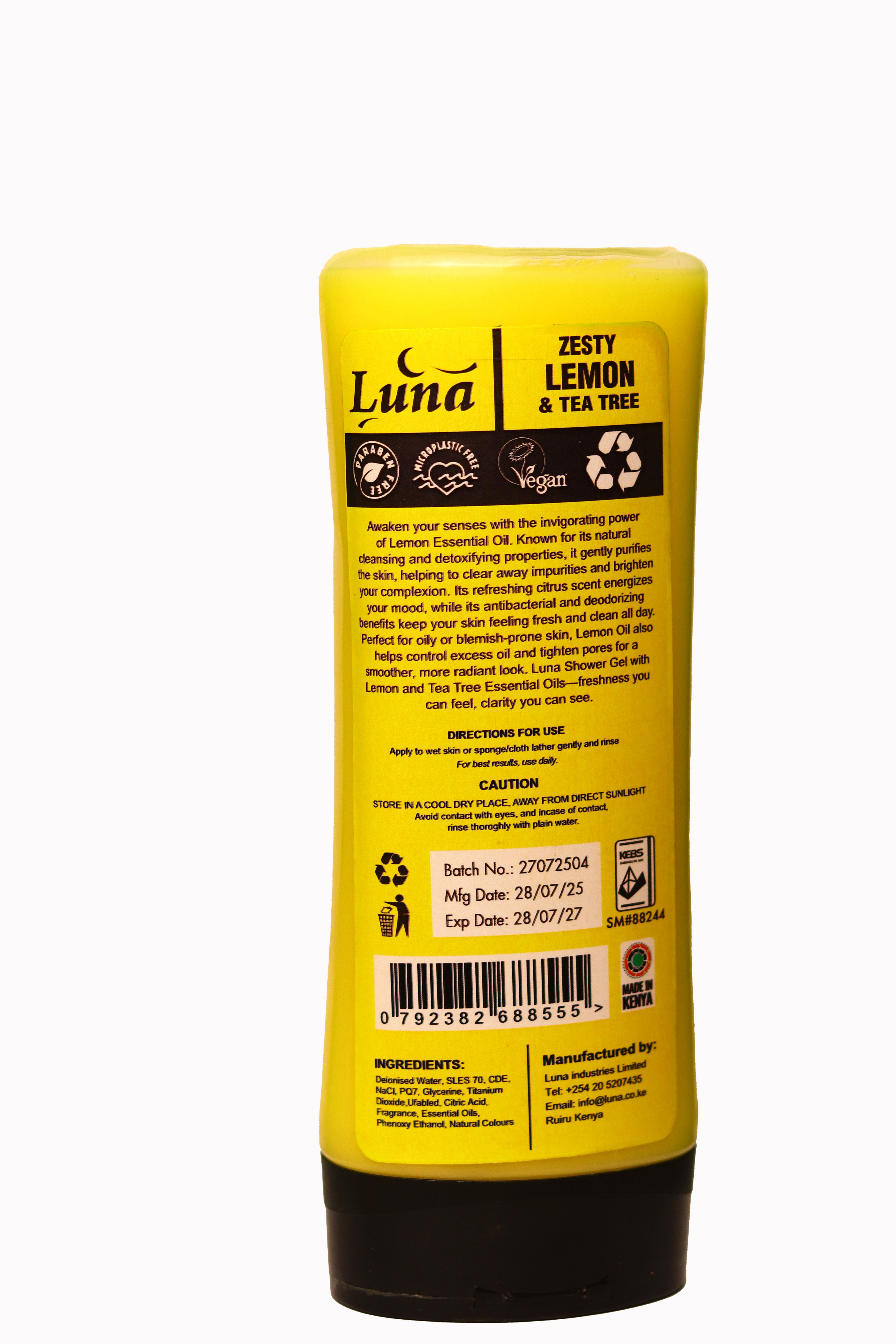 LUNA ZESTY LEMON & TEA TREE SHOWER GEL 800ML