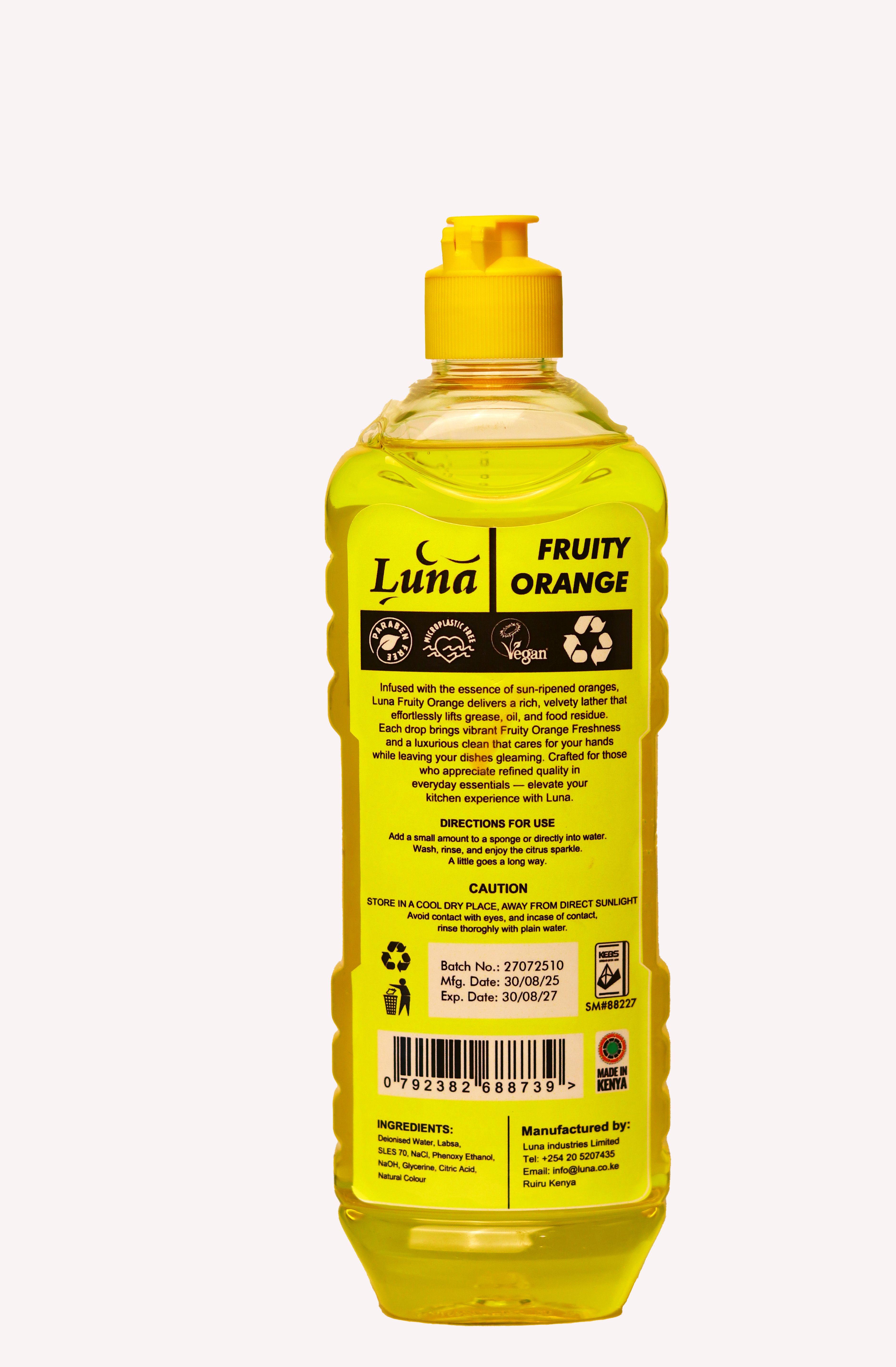 LUNA FRUITY ORANGE DISH WASH 500ML