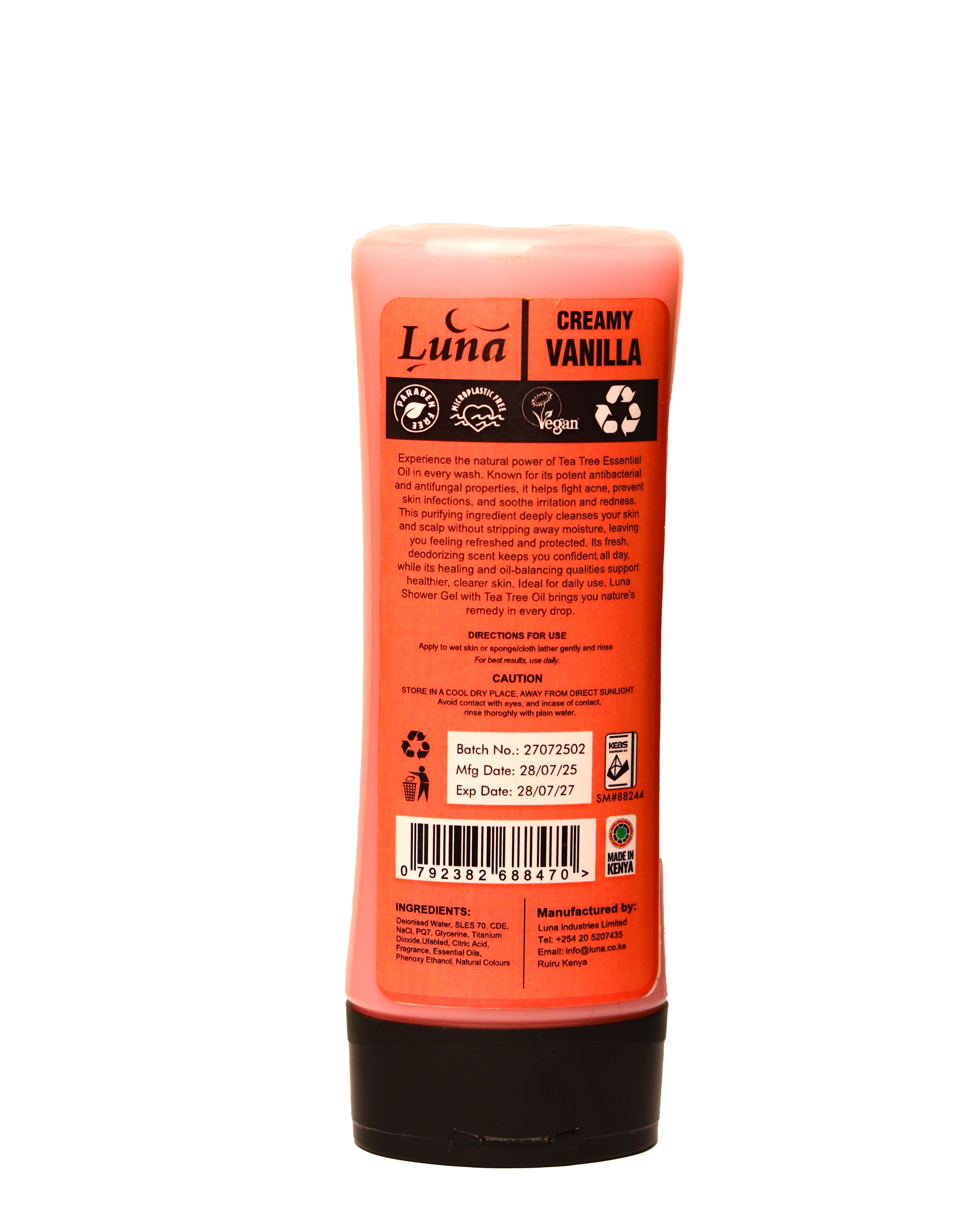 LUNA CREAMY VANILLA & TEA TREE SHOWER GEL 400ML