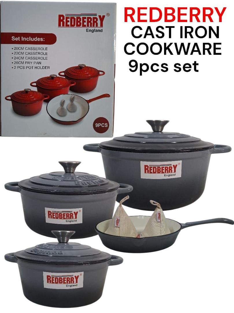 Enamel coated redberry cast iron cookware set( highest quality)