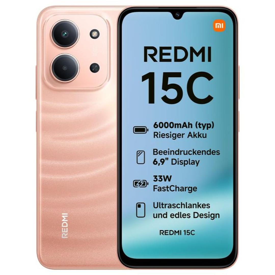 Xiomi Redmi 15C large 6.9-inch 120Hz display, the MediaTek Helio G81 Ultra chipset for efficient processing, a 50MP main camera, and a massive 6000mAh battery with 33W fast charging.