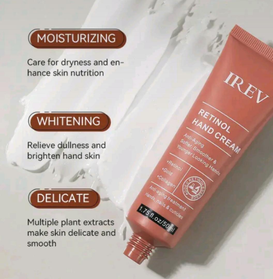 ORIGINAL IREV Retinol Hand Cream  Antiaging Hand Treatment Cream Softens Smoothes Protects Hands Nails Cuticles - For Younger Looking Hands Vitamin A Minimises Age Effect on Skin