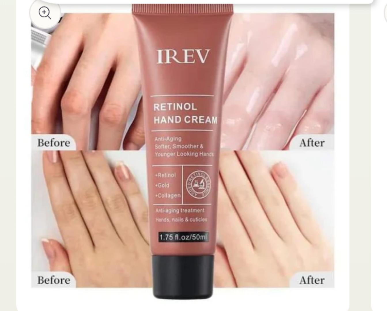 ORIGINAL IREV Retinol Hand Cream  Antiaging Hand Treatment Cream Softens Smoothes Protects Hands Nails Cuticles - For Younger Looking Hands Vitamin A Minimises Age Effect on Skin