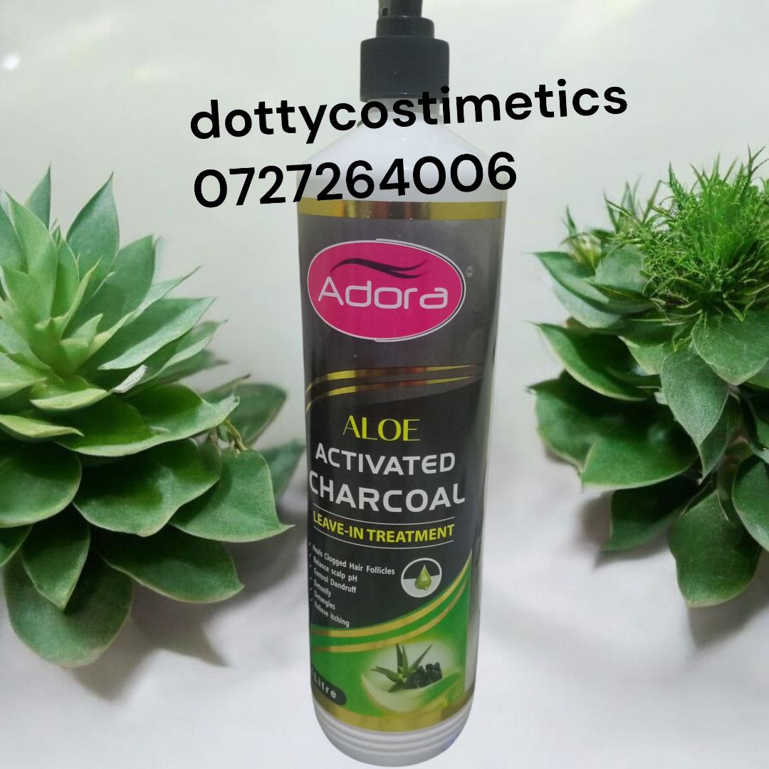 Adora Aloe activated charcoal hair leave in hair treatment 1Ltr