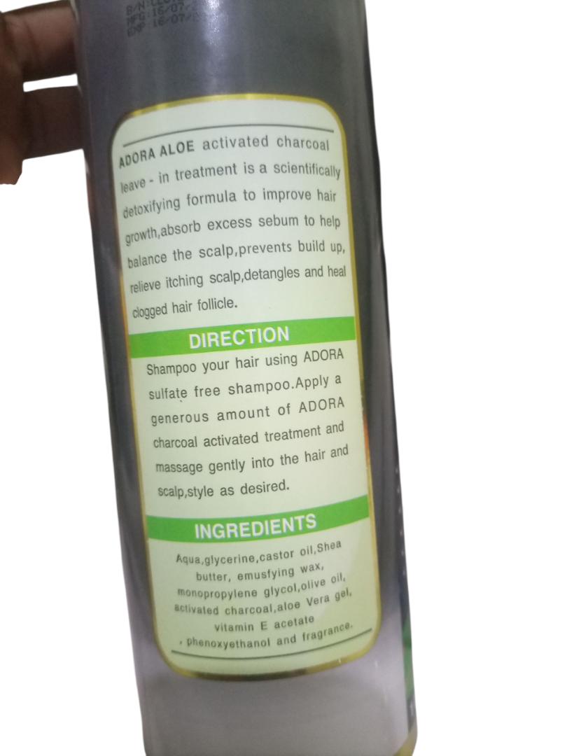 Adora Aloe activated charcoal hair leave in hair treatment 1Ltr