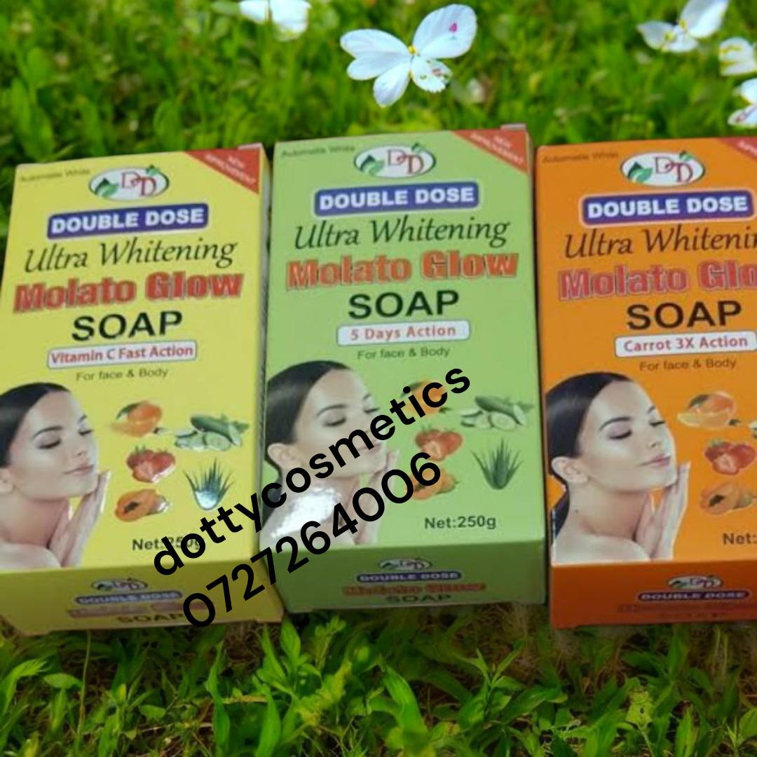 2PCS - Molato Glow Double Dose Ultra Whitening 5 Days Action Face And Body Soap For Moisturizing, Brightening - clears aches, pigmentations, stretch marks, sunburn pimples, & any skin blemishes - 250g