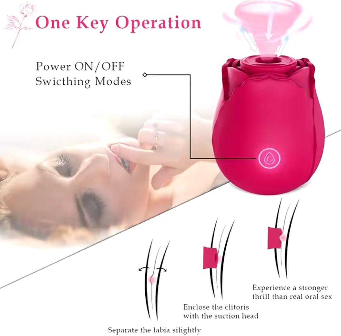 Women's Rose Clitoris Sucking Vibrator Nipples Sucker Oral Stimulator Powerful Rechargeable Adult Compact Foreplay Sex Toy For Girlfriend Wife ( PLUS FREE LUBRICANTS)