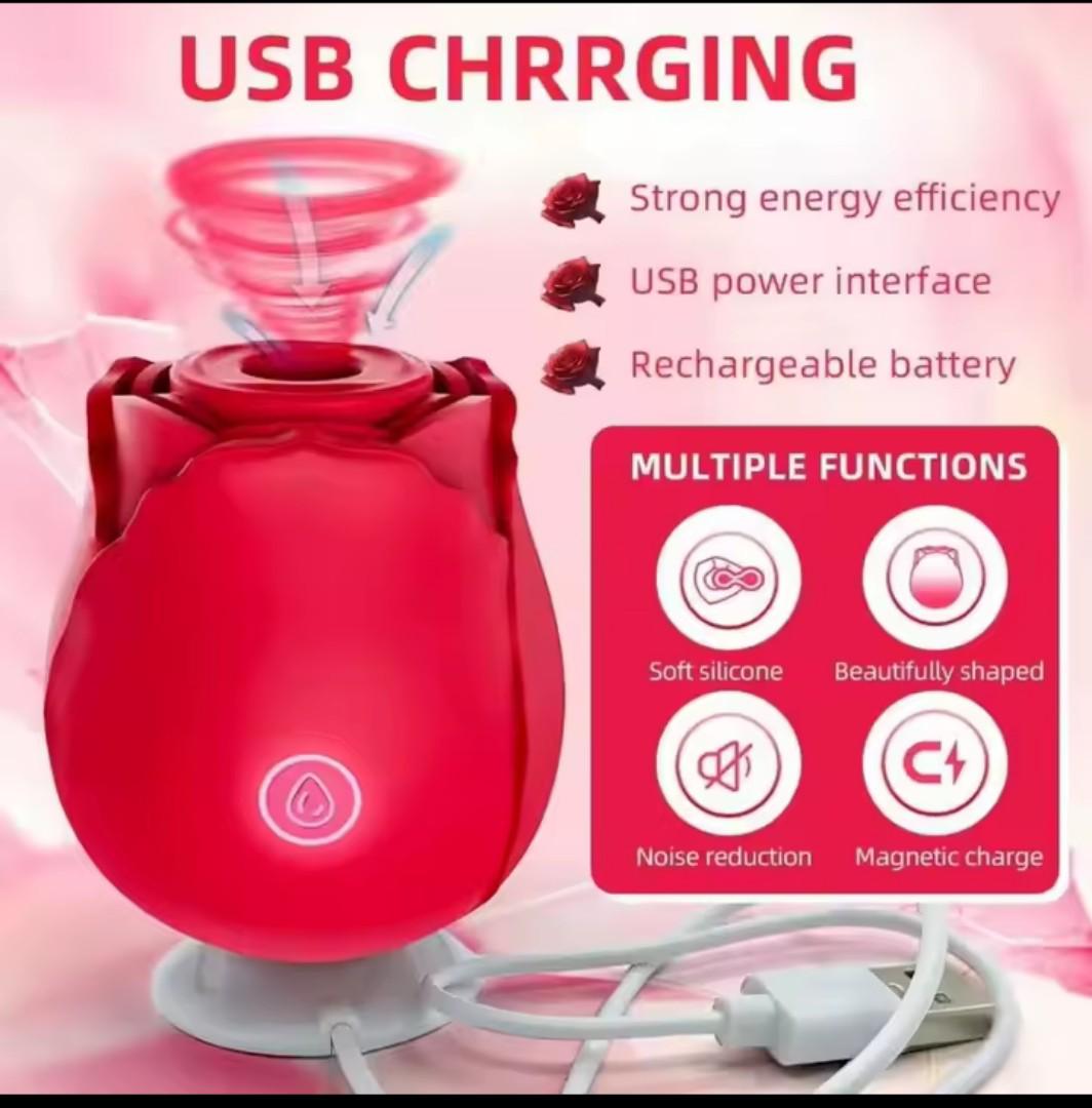 Women's Rose Clitoris Sucking Vibrator Nipples Sucker Oral Stimulator Powerful Rechargeable Adult Compact Foreplay Sex Toy For Girlfriend Wife ( PLUS FREE LUBRICANTS)