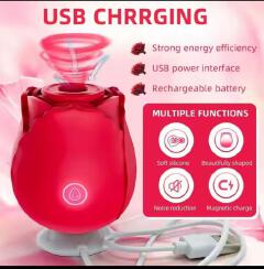 20 FREE LUBRICANT + Women's Rose Clitoris Sucking Vibrator Nipples Sucker Oral Stimulator Powerful Rechargeable Adult Compact Foreplay Sex Toy For Girlfriend Wife ( PLUS FREE LUBRICANTS)