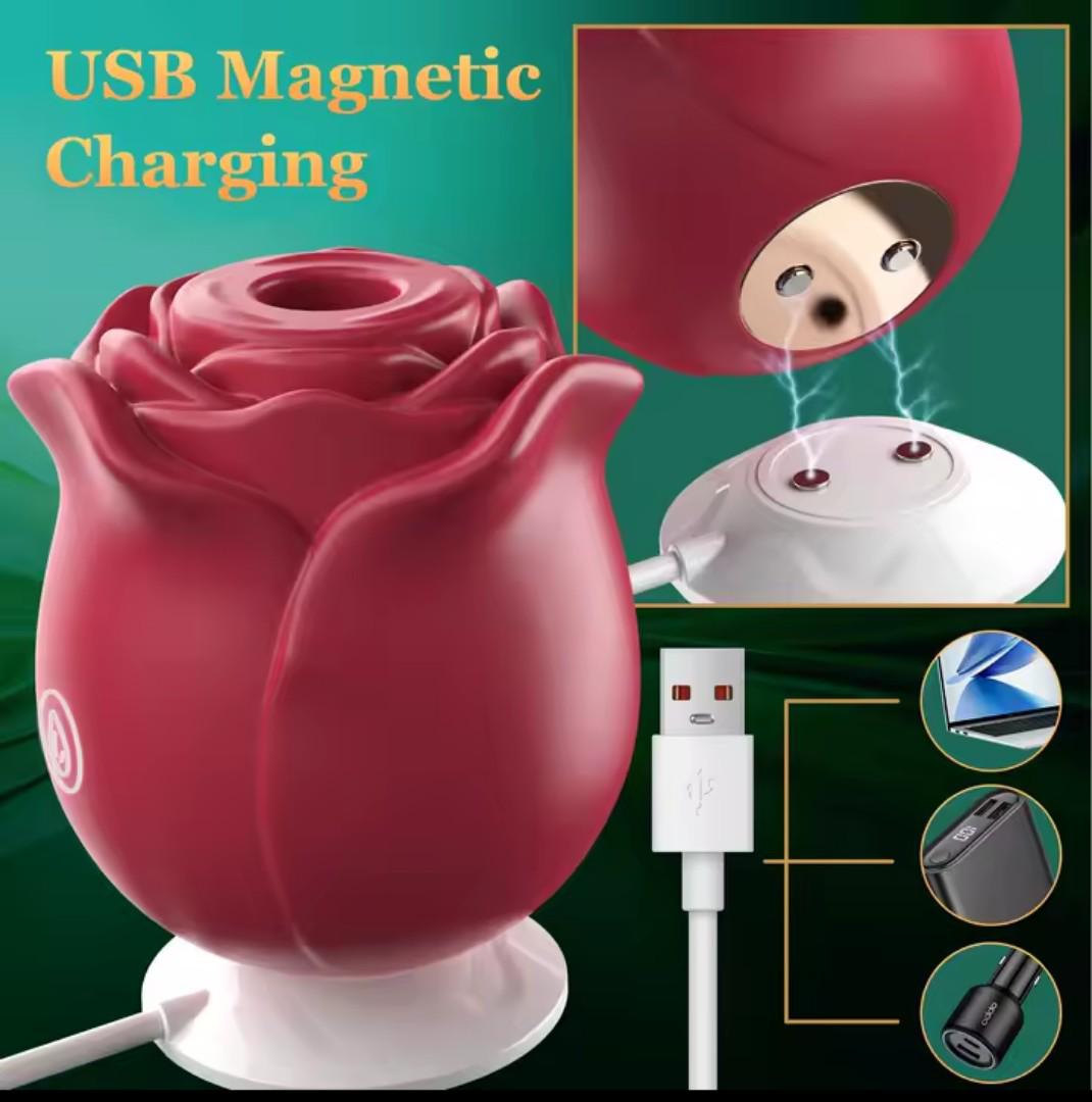 Women's Rose Clitoris Sucking Vibrator Nipples Sucker Oral Stimulator Powerful Rechargeable Adult Compact Foreplay Sex Toy For Girlfriend Wife ( PLUS FREE LUBRICANTS)