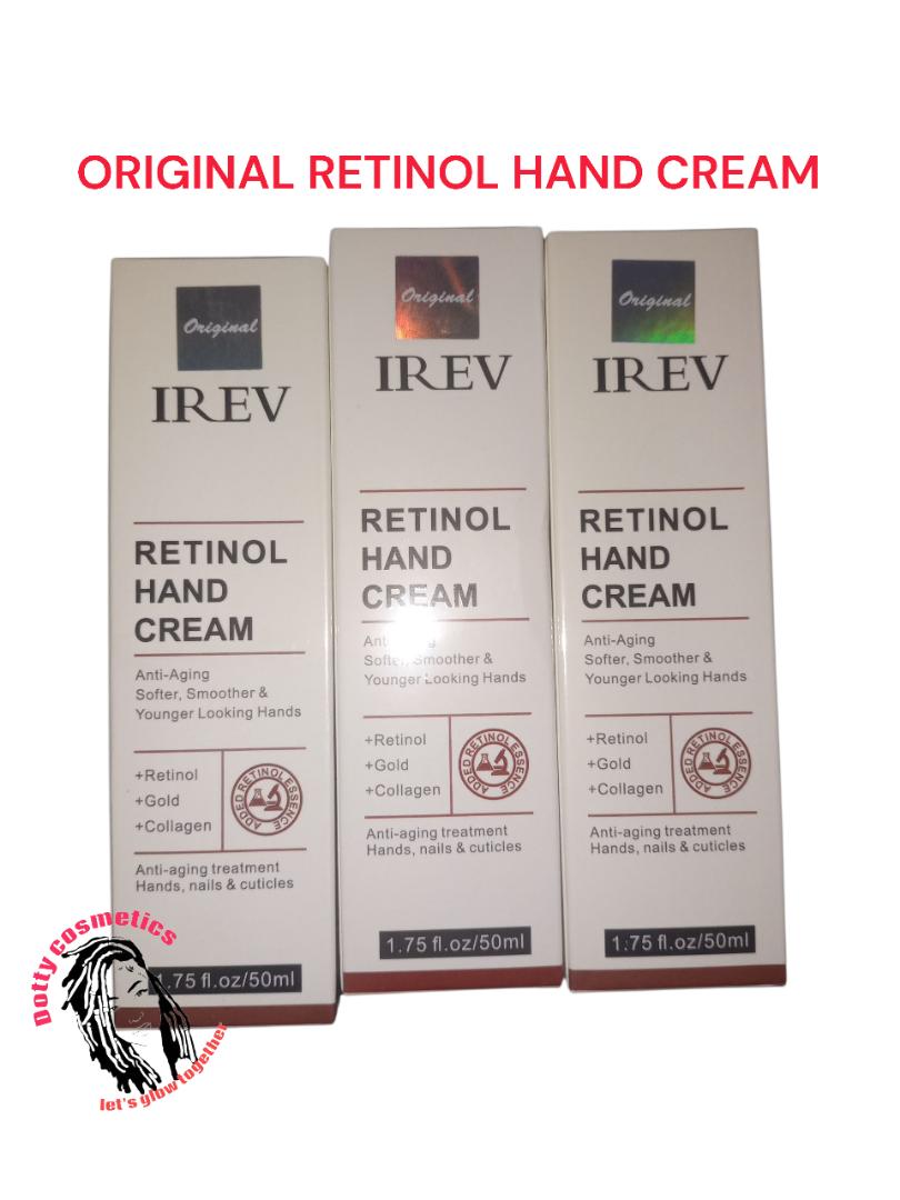ORIGINAL IREV Retinol Hand Cream  Antiaging Hand Treatment Cream Softens Smoothes Protects Hands Nails Cuticles - For Younger Looking Hands Vitamin A Minimises Age Effect on Skin