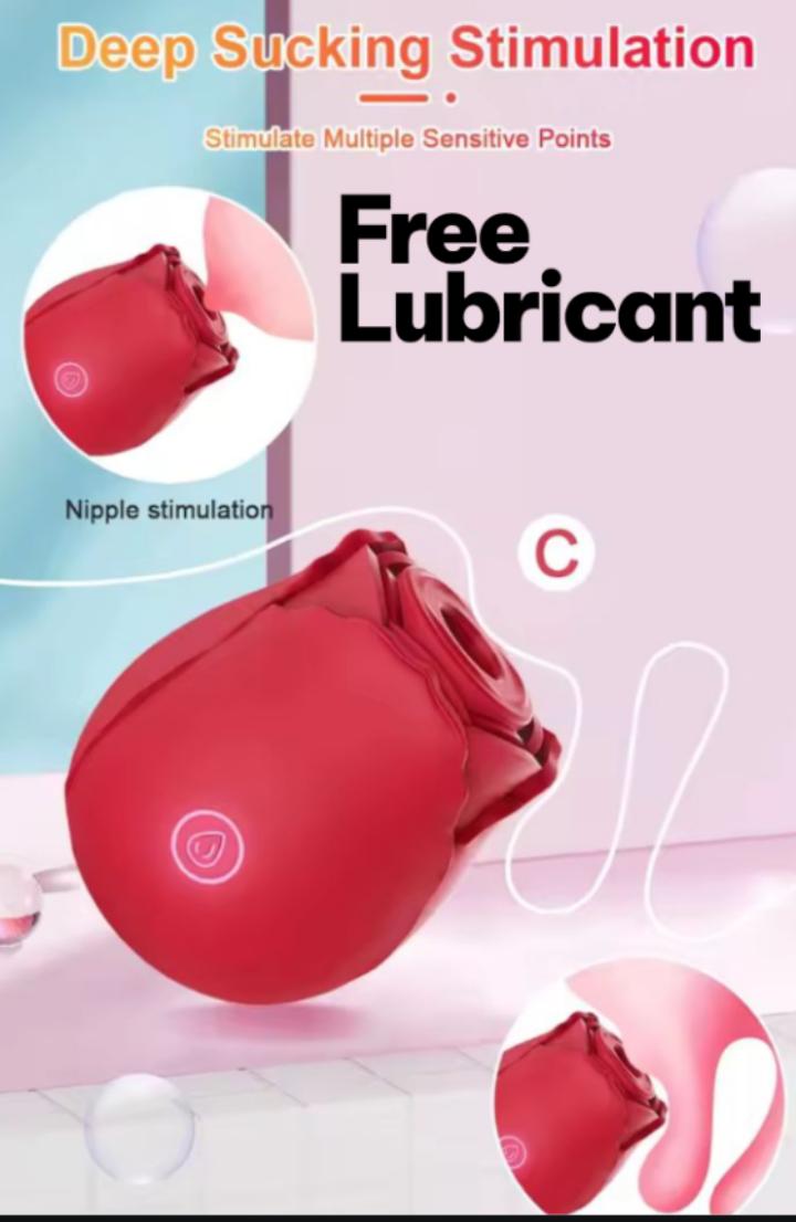 20 FREE LUBRICANT + Women's Rose Clitoris Sucking Vibrator Nipples Sucker Oral Stimulator Powerful Rechargeable Adult Compact Foreplay Sex Toy For Girlfriend Wife ( PLUS FREE LUBRICANTS)
