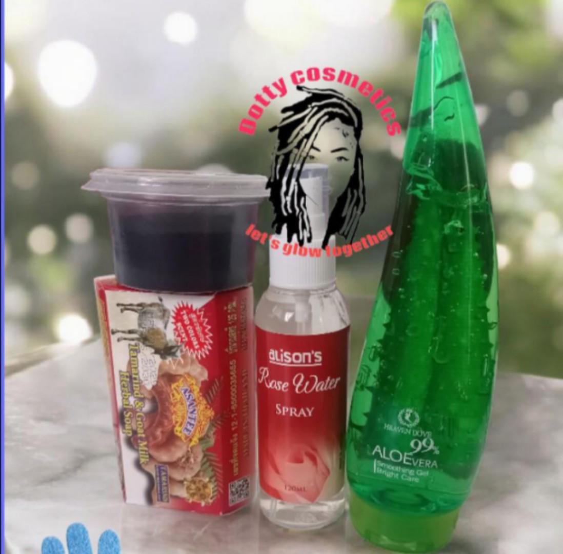 ACNE SKIN CARE TREATMENT- ASANTEE GOAT AND TAMARIND SOAP, ROSE WATER ALOE VERA GEL, QASIL POWER, ACTIVATED CHARCOAL