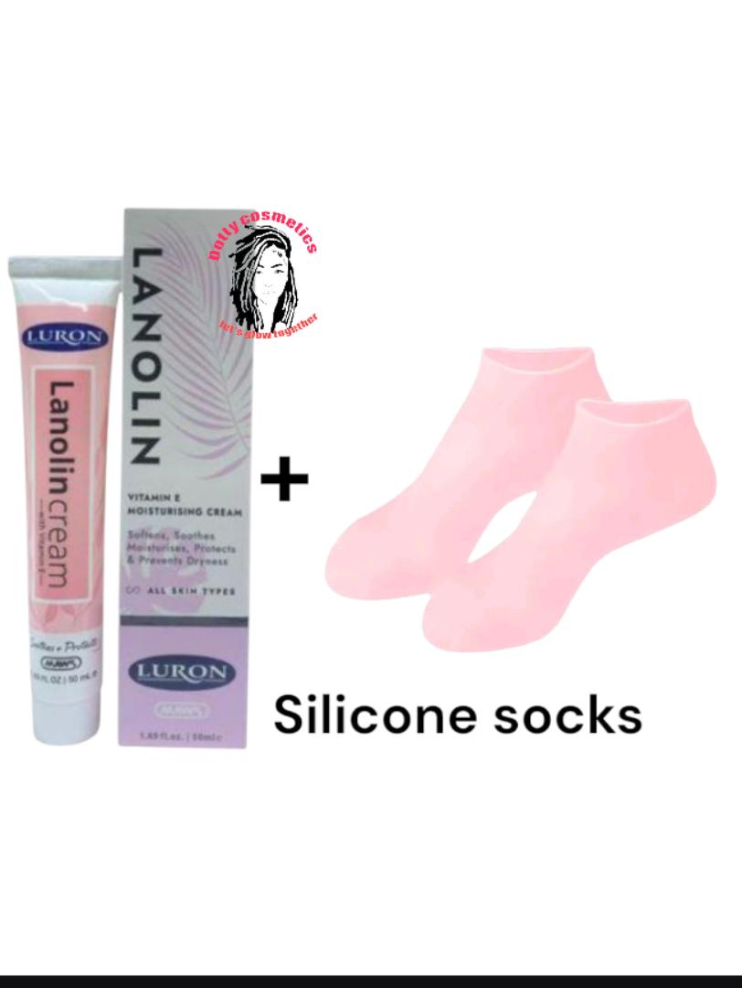 2PCS-SOFT HANDS AND FEET ESSENTIALS SILICONE GLOVES AND SOCKS , LURON LANOLIN CREAM, TREE CITY FOOT CREAM