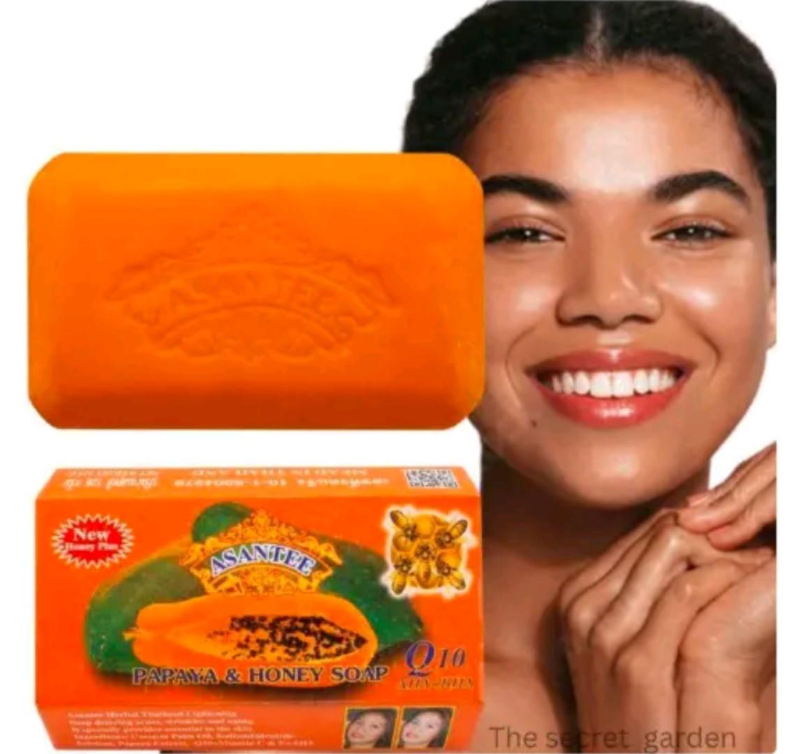 2 PIECES - Asantee Papaya And Honey Skin Lightening Face And Body Soap Asante Brightening Skin Care Soap