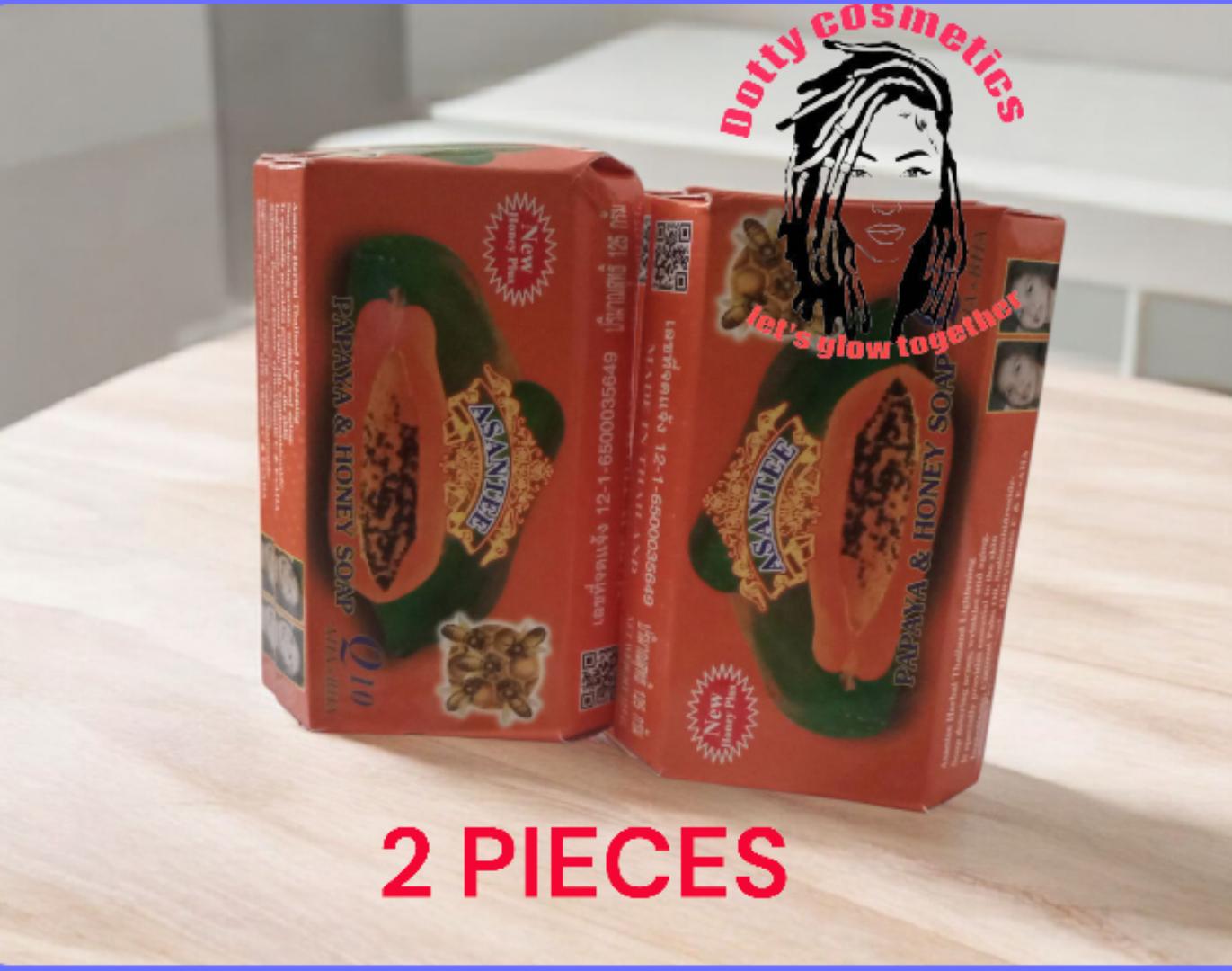 2 PIECES - Asantee Papaya And Honey Skin Lightening Face And Body Soap Asante Brightening Skin Care Soap