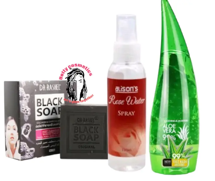 Dr. Rashel Collagen Charcoal Skin Moisturizer Acne Treatment Face Deep Cleansing and Oil Control Black Soap Bar+ Aloe vera gel +Rose water