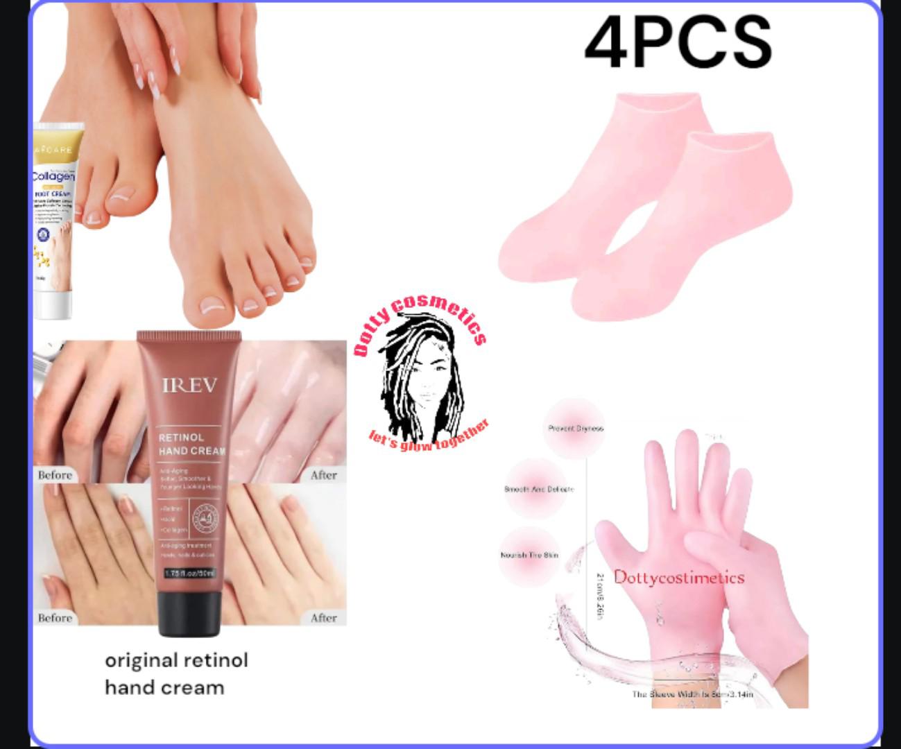 HAND AND FEET ESSENTIALS -ORIGINAL RETINOL HAND CREAM  + SADOER FOOT CREAM +SILICONE SOCKS +SILICONE  GLOVES