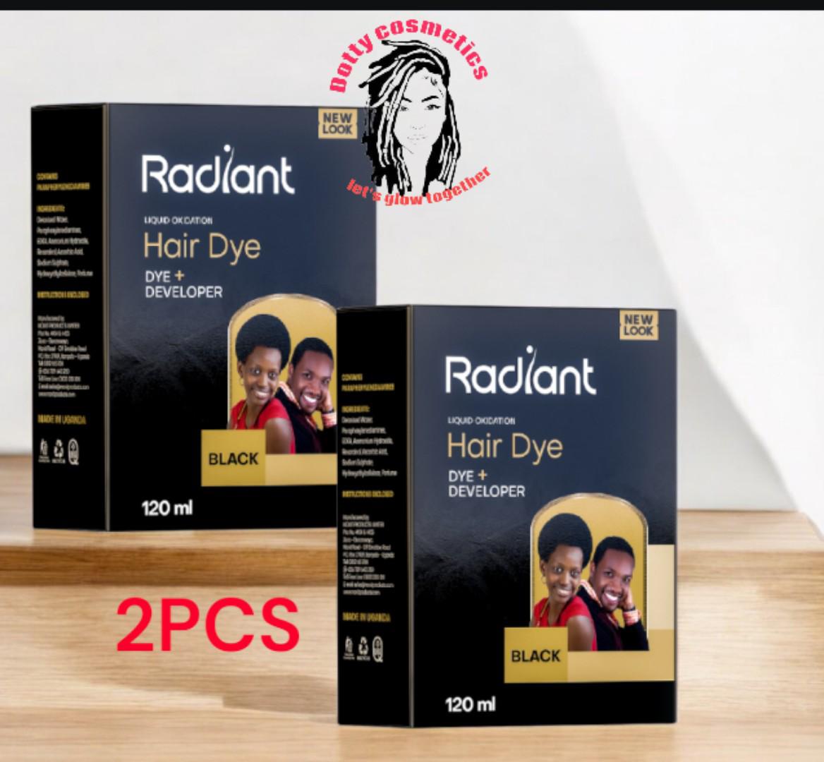 2PCS NEW Radiant Black Hair Dye - Liquid Oxidation Hair Dye + Developer EXTRA BLACK  -120ml