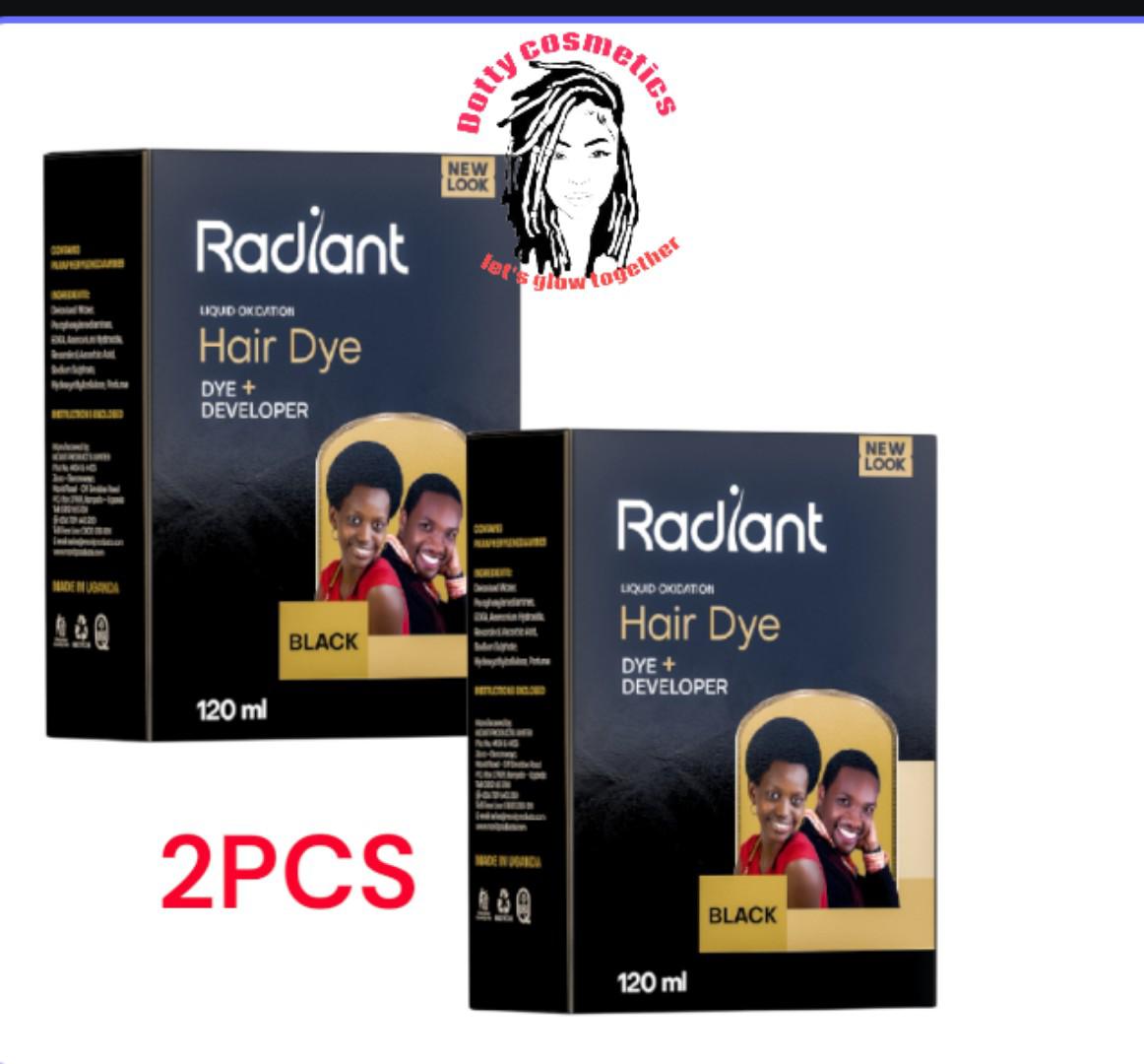 2PCS NEW Radiant Black Hair Dye - Liquid Oxidation Hair Dye + Developer EXTRA BLACK  -120ml