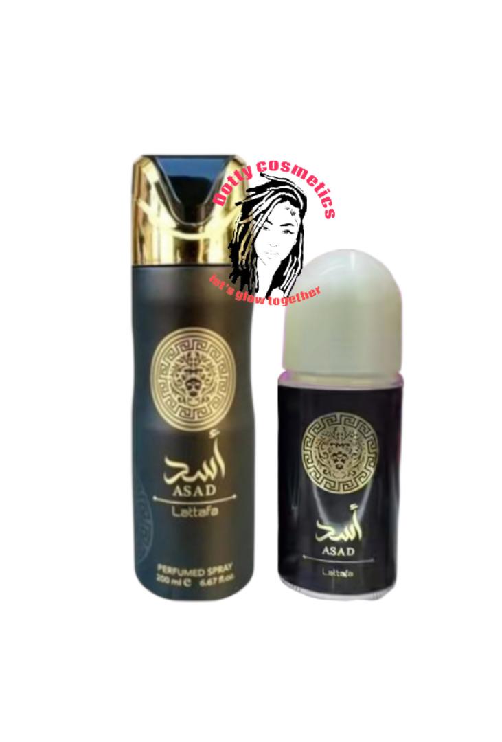 2pcs Asad Lattafa Perfumes for Men 200ML Deodorant Body Spray -+ ASAD Lattafa Roll on Long-Lasting Fragrance & Refreshing Scent, ARABIC  PERFUMES ON A LOW BUDGET