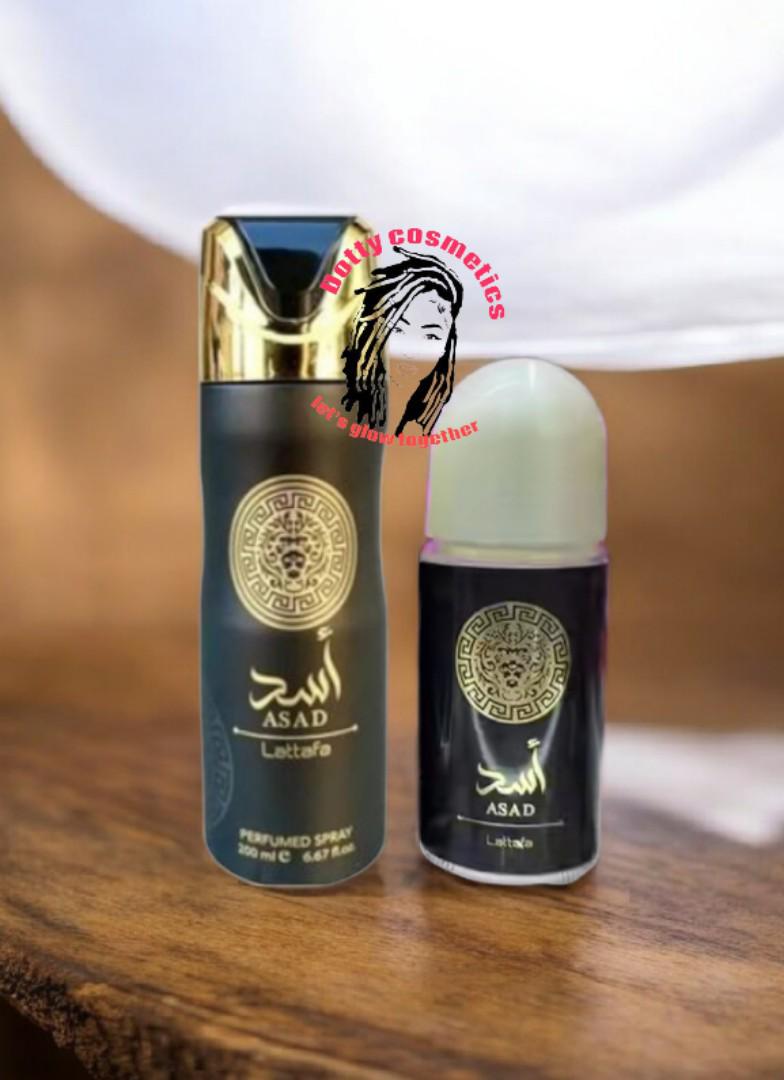 2pcs Asad Lattafa Perfumes for Men 200ML Deodorant Body Spray -+ ASAD Lattafa Roll on Long-Lasting Fragrance & Refreshing Scent, ARABIC  PERFUMES ON A LOW BUDGET