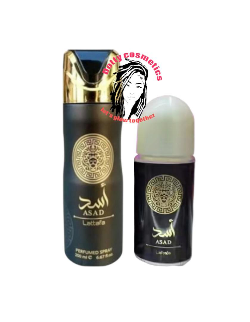 2pcs Asad Lattafa Perfumes for Men 200ML Deodorant Body Spray -+ ASAD Lattafa Roll on Long-Lasting Fragrance & Refreshing Scent, ARABIC  PERFUMES ON A LOW BUDGET
