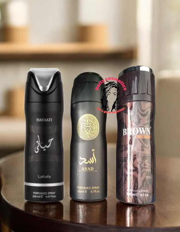 Men’s Arabic Perfumed Body Spray Set of 3 (200ml Each) – Long Lasting Fragrance
HAYATI BY LATTAFFA +ASAD BY LATTAFFA +BROWN ORCHID
